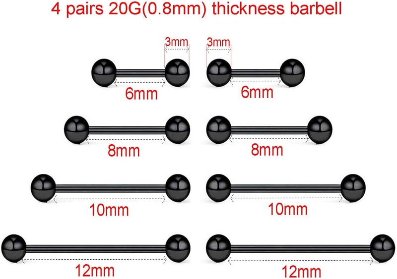 NewkeepsR 20G/18G/16G/14G/12G/10G Medical Implant Steel Nipple Tongue Piercing Barbell,Industrial Tongue Cheek Dimple Bars - Image 2